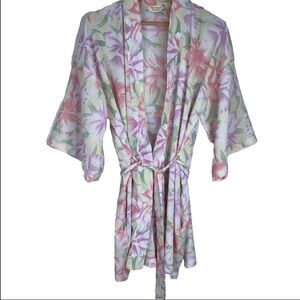 VICTORIA'S SECRET Robe Vintage Gold Label Floral Kimono Cottagecore Pastel 90s